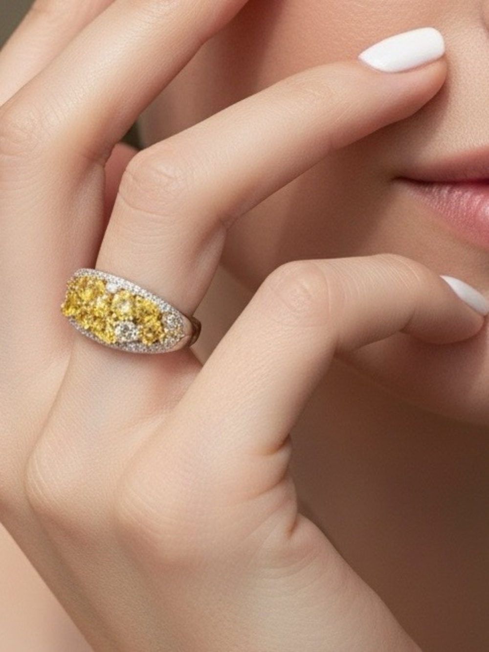 Vintage Citrine & CZ Statement Ring Band Royal Coquette Clean Girl Bling Glam